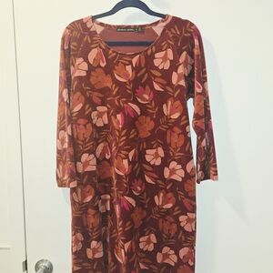 Gudrun Sjoden Floral Long Sleeve Dress - Red and Pink